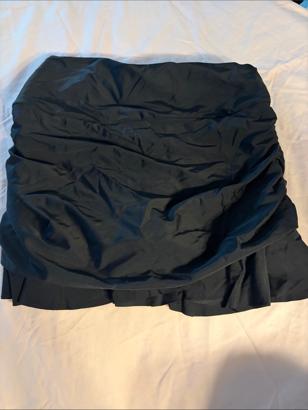 Island Escape Black Ruched Swim Skirt Bikini Bottom high waist